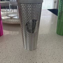 Silver Starbucks tumbler