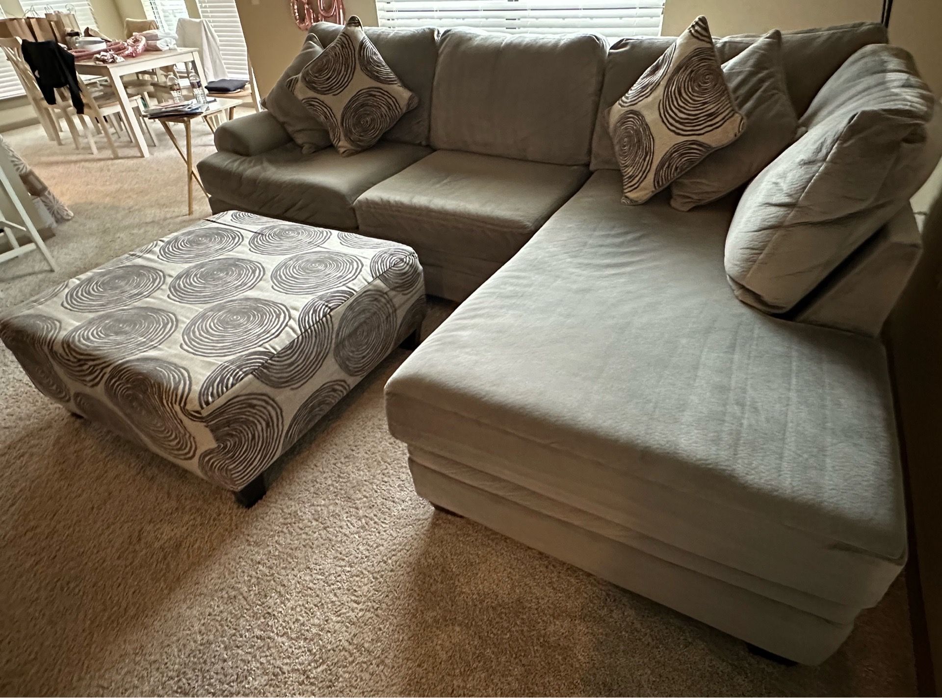 MOVING SALE – Gray Chaise Sectional + Ottoman | Must Go ASAP
