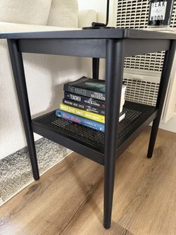 Black Wood & Cane Side/Accent Table