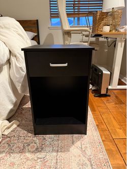 Black Nightstand with Drawer