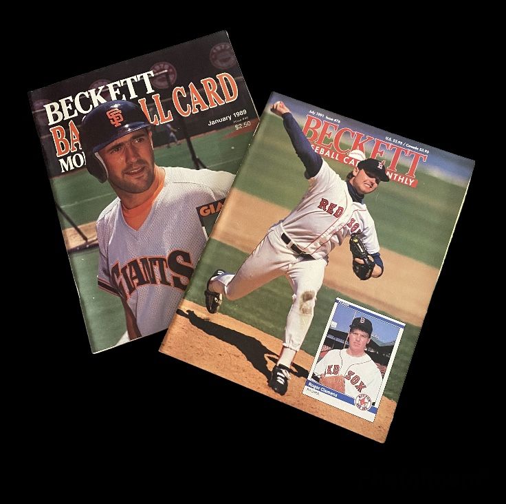 Lot of 2 Beckett Baseball Cards Magazines Red Sox Giants Fan Gift Collectible 