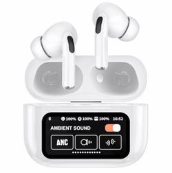 Wireless Bluetooth 5.4 Earbuds with ANC,Full Color Touch Screen Charging Case,Headphones with microphone,36H Battery Life,Active Noise Cancellation,mo
