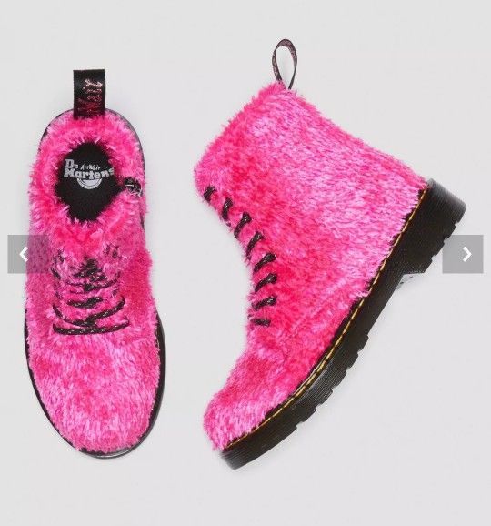 Dr. Martens Junior 1460 Pascal Tinsel Fur Lace Up Boots