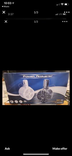 Power Acoustik MWT‐80T Marine Grade 8" Wake Tower Speaker Enclosure, Titanium 750watts