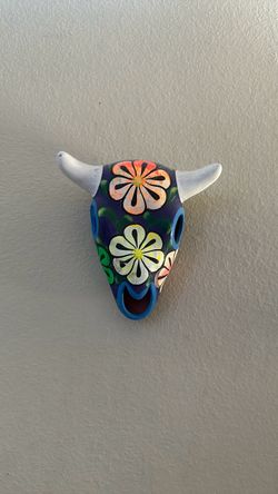Hand-Painted Floral Bull Skull