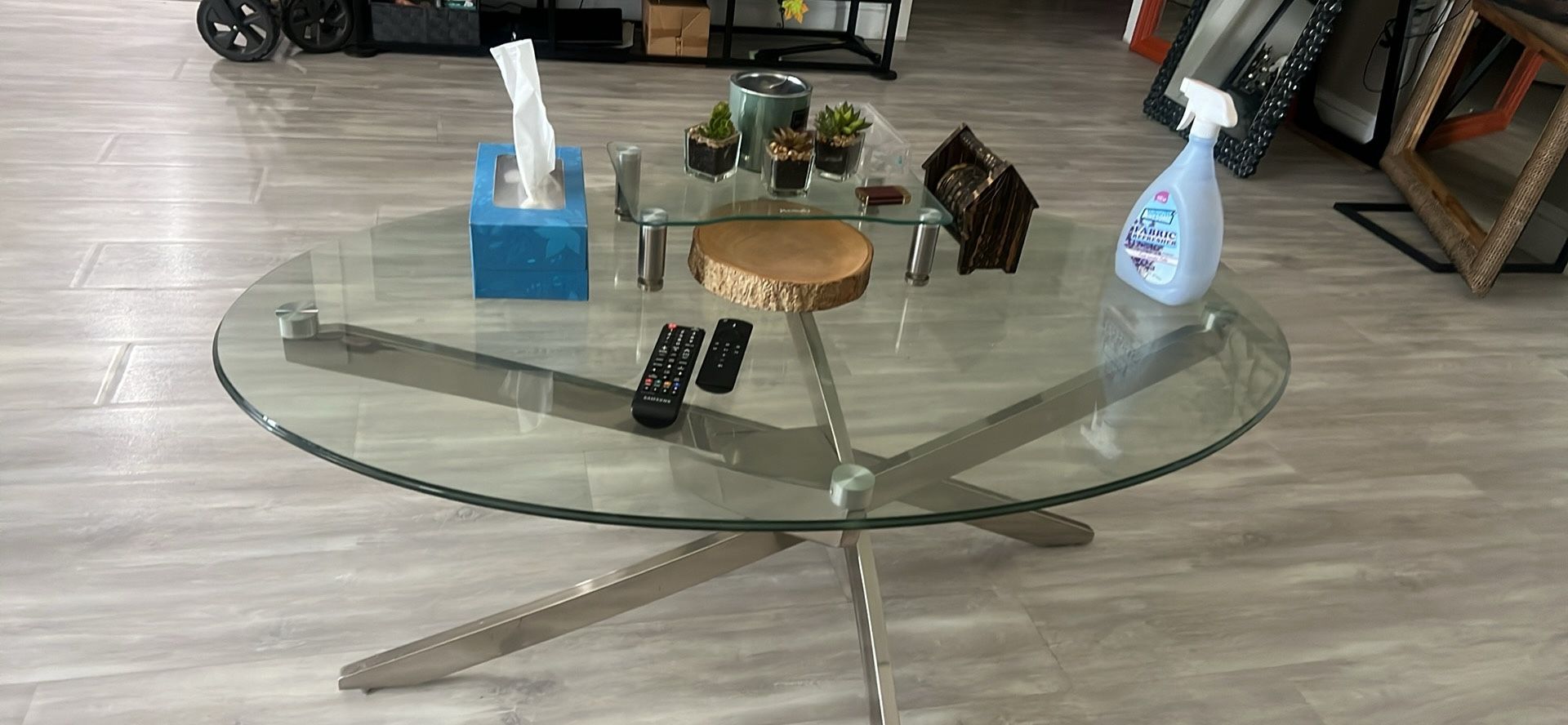 Matching Glass Coffee Table & End Table