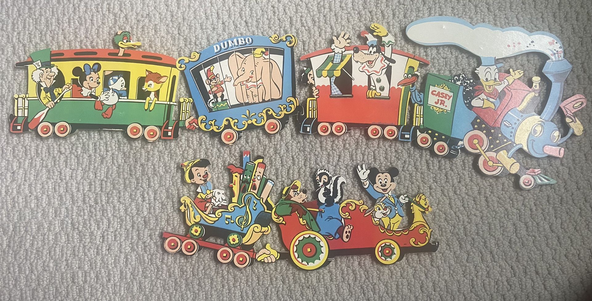 Vintage Disney Mickey Mouse Casey Jr Dumbo Train Wall Hanging Home Decor