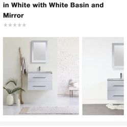 18 in. W x 20 in. H Bath Vanity in White with MDF Vanity Top in White with White Basin and Mirror