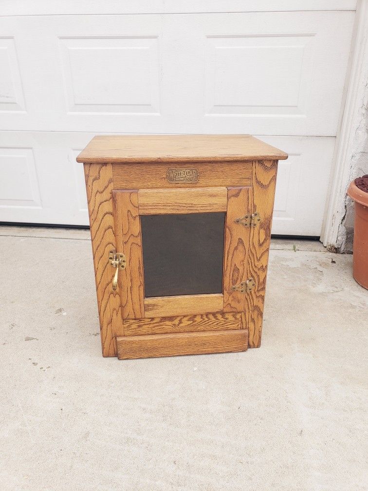 Vintage White Clad Cabinet With Glass Door