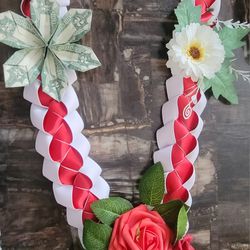 Ribbon Lei Red And White 