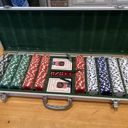 Poker Set Chips Cards Dice with Carrying Case 