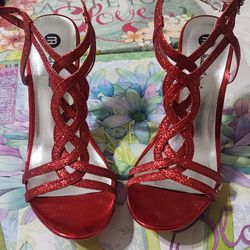Red Ankle Strap Shoes 7.5