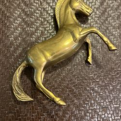 Vintage Brass Galloping Horse Statue Rich Gold Tone Running Horse
