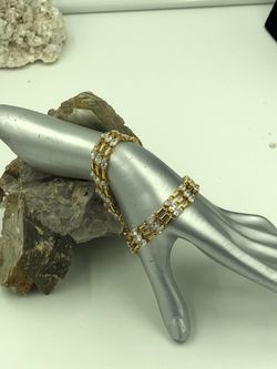 CL Vermeil Triple Strand CZ Toggle Clasp Bracelet 7.5”