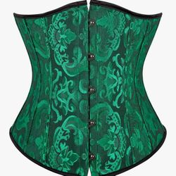 Green Floral Waist Training Corsets Vintage Underbust Corset Lingerie Top Body Shaper