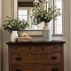 •SOLD•Refinished Tiger oak wood Dresser/Entry Table / Buffet /Hutch 