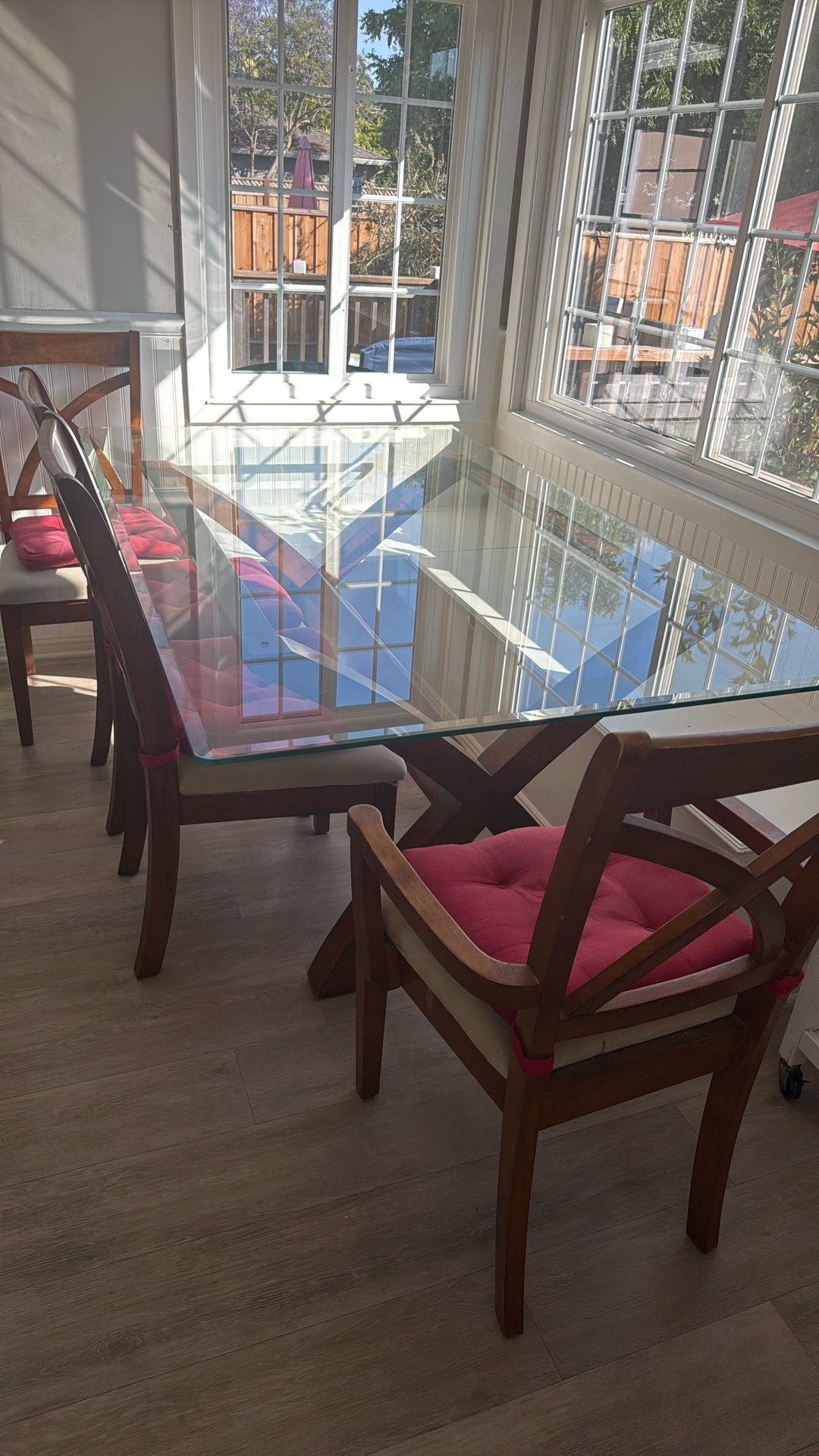 Glass And wood Dining Table set
