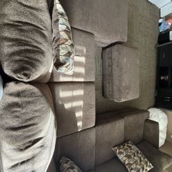 Brown Sectional Couch with Storage Ottoman – Super Comfortable