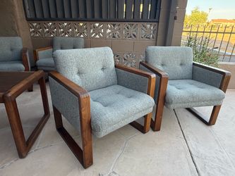 Vintage 5 pc Hiebert Walnut Lounge Set – 4 Chairs + Table