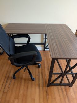MOVERS SALE! L-Shape Corner Desk + Ergonomic Mesh Chair Set – PRICED TO GO!