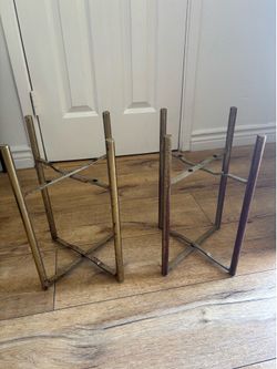 2 Gold Plant Stands