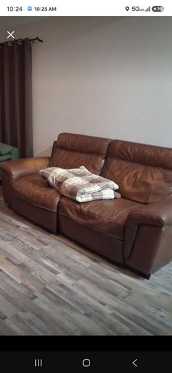 Brown Faux Leather Couch