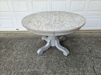 Dining Table Round or Oval Extendable Vintage Solid Oak Refinished Distressed