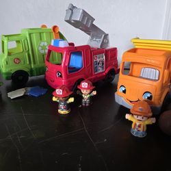 Little People Recycle, Fire, and Dump Trucks