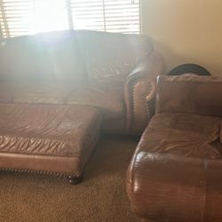 Leather Sofa Loveseat And Ottoman 