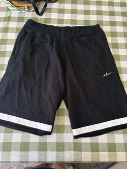 Black Biker Shorts with White Stripe Hem