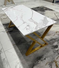 Coffee Table with gold metal legs Living Room Table with Storage Shelf