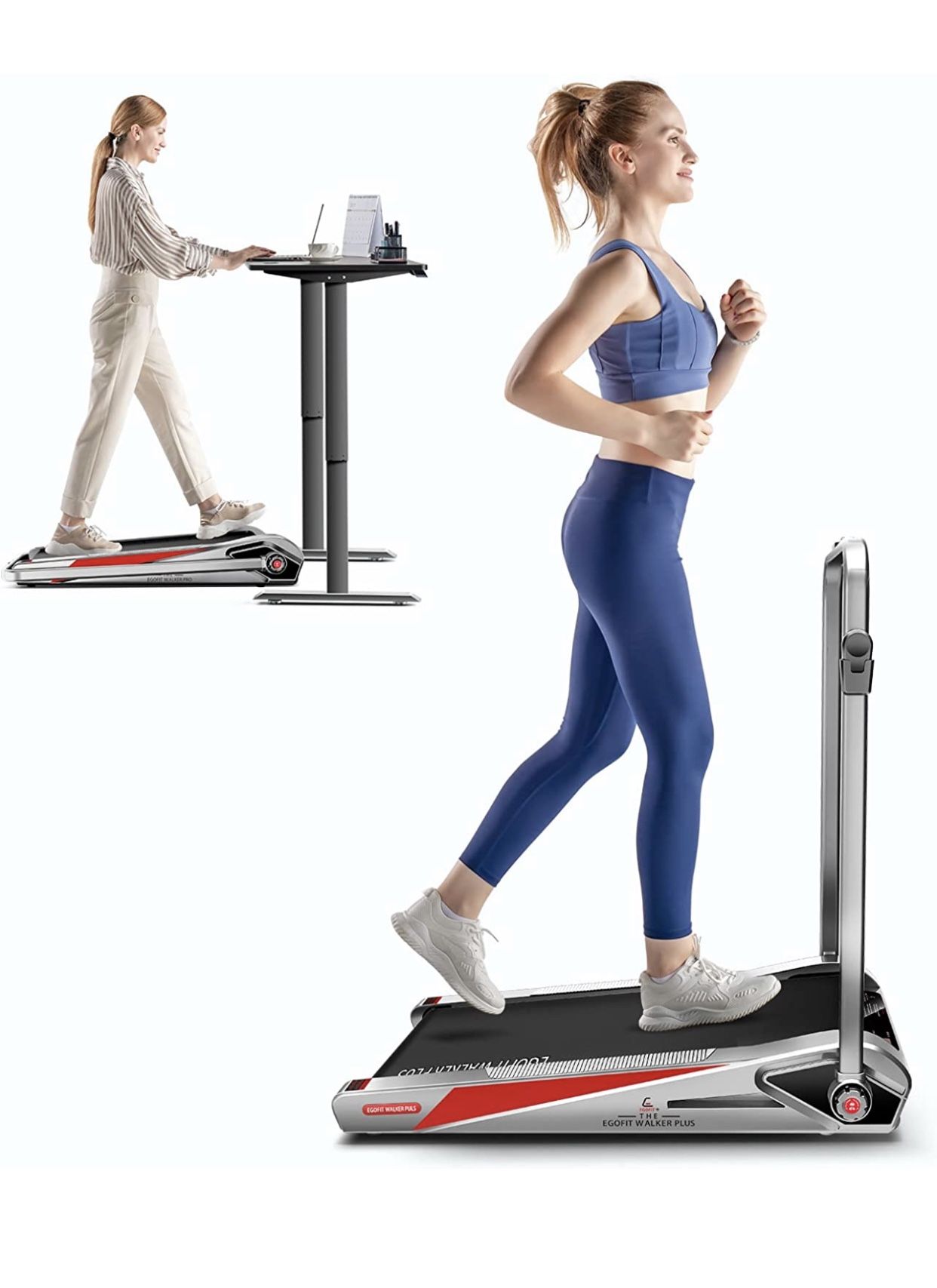 Egofit Walker Pro/Plus Smallest Under Desk Treadmill Walking Pad, Small & Compact Walking Treadmill with Incline to Fit Desk Perfectly and Home & Offi