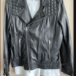 Mens All Saints Leather Coat Size Xl