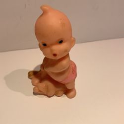 VTG Kewpie Doll with Puppy Dog Rubber 3 1/2 