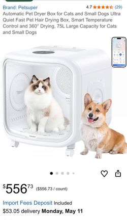 75L Large Automatic Pet Dryer Box for Cats & Small Dogs - App-Controlled, Ult...