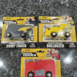 Toy Wooden Tonka Bulldozer, Fire Truck And Dump Truck.  Brand New Factory Sealed 
