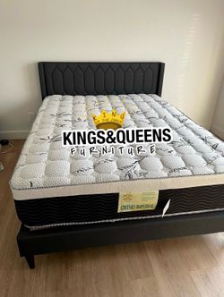 New Queen bed frame with mattress