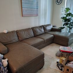 Genuine Leather Fold Out Sectional