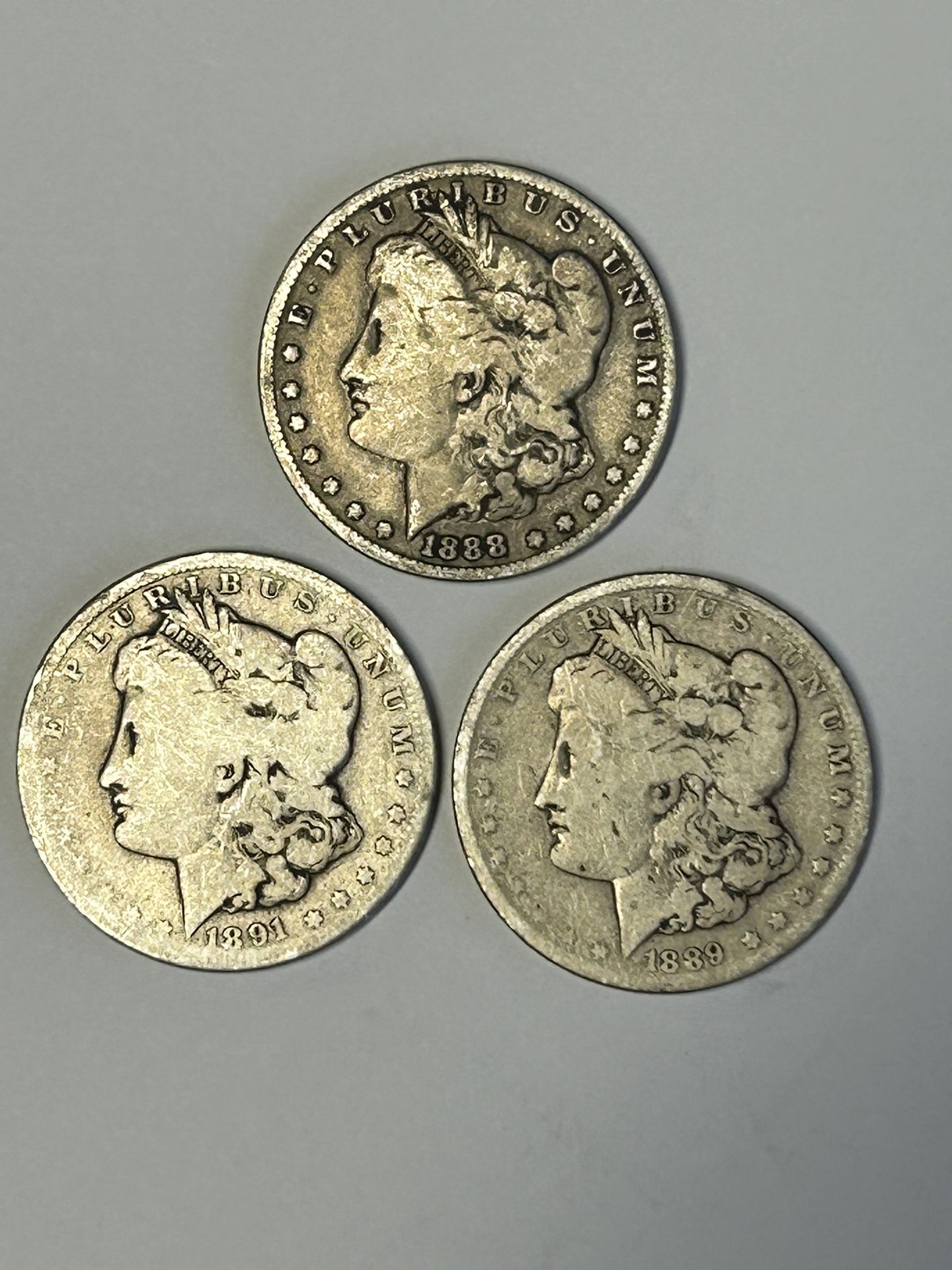 3 Morgan Silver Dollars……$90
