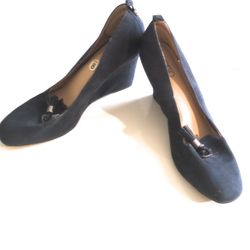 Cato Women's Faux Suede Platform Heeled Shoes Black Size 8 Like New
