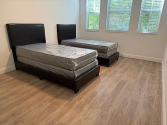 NEW BED FRAME TWIN SIZE WITH MATTRESS AND BOX SPRING