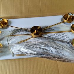 LNC 28" Modern Glam Chandelier Pendant Light Fixture In Brass With Cracked Glass Globes