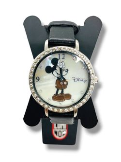 Disney Quartz Watch MK1223 Stainless Steel 36mm Case Stones Bezel