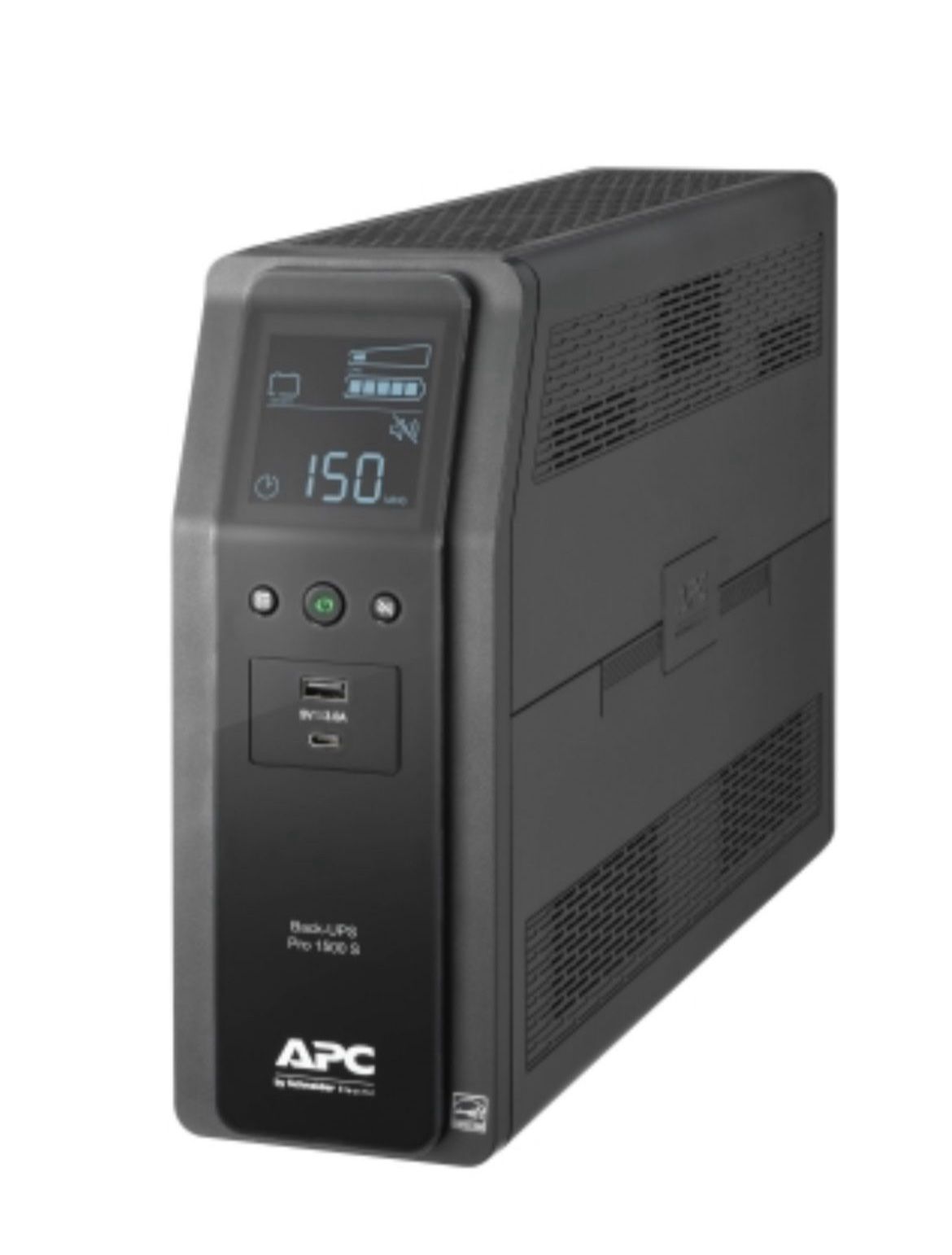 APC Back-UPS Pro, 1500VA/900W, Tower, 120V, 10x NEMA 5-15R outlets, AVR, USB Type A + C ports, LCD, User Replaceable Battery
