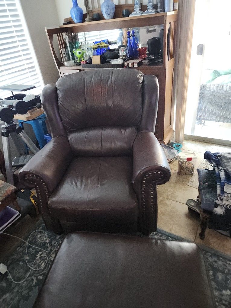 Leather Chair And Stool