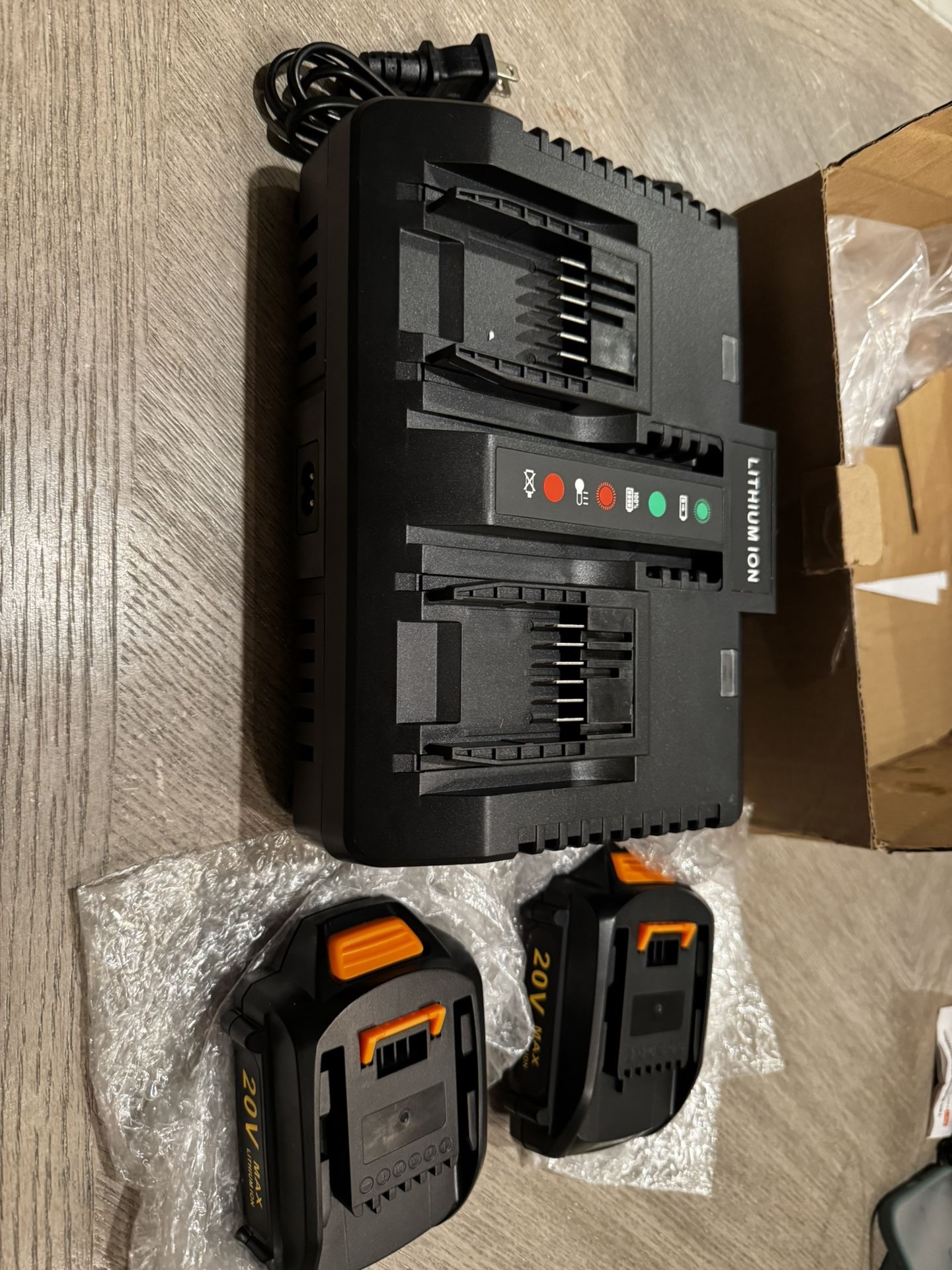 2Packs 20V 3.5Ah Battery and Charger Kit for Worx 20V Battery Compatible with Worx Battery 20V WA3520 WA3525 WA3575 with Fast Dual-Port Charger WA3875