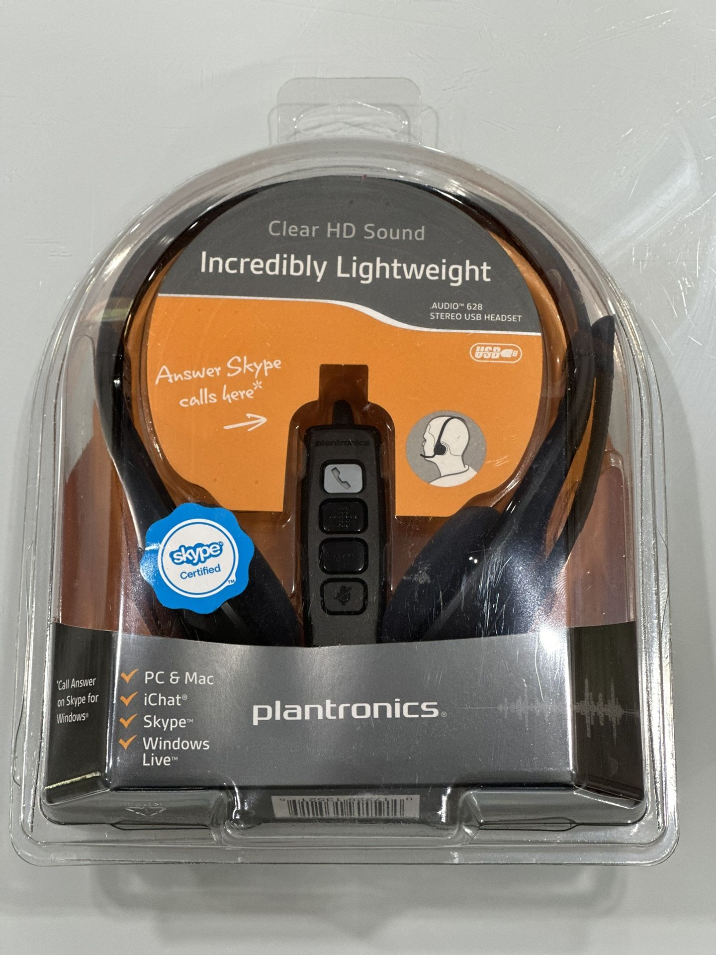 NEW Plantronics Audio 628 Stereo USB Headset Lightweight Headband Voice/Gaming