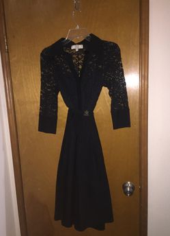 Retro black flare cocktail dress with shoes