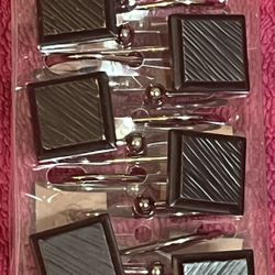 Maytex Beveled Brown Square Ceramic & Metal Set Of 12 Shower Curtain Hooks NEW in Package!