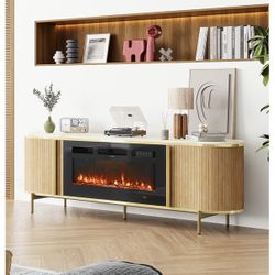 New,70”TV stand With Fireplace 